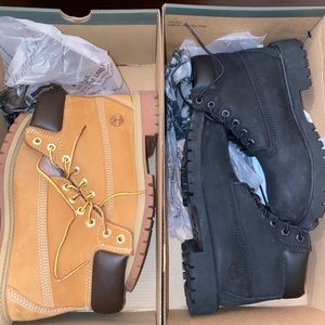 (2) pair of kids TIMBERLAND 6 INCH CLASSIC BOOTS